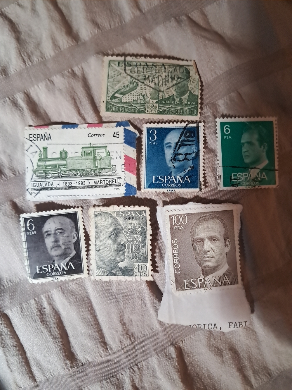 Vintage Spanish Stamp Art Poster - Green, Blue, Black Assortment